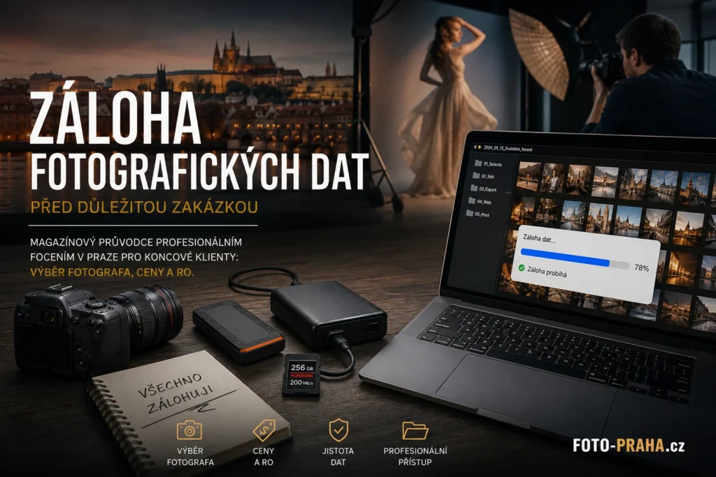 Záloha fotografických dat před důležitou zakázkou na digitálním zařízení